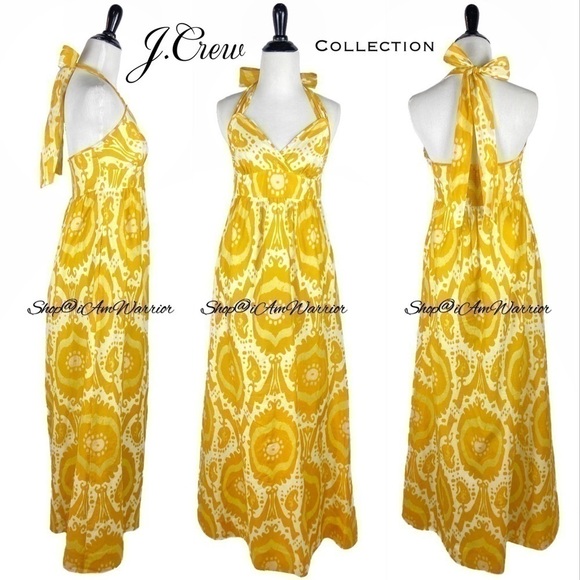 J.Crew maize ikat halter cotton/silk maxi dress *shop@iamwarrior - Picture 4 of 10